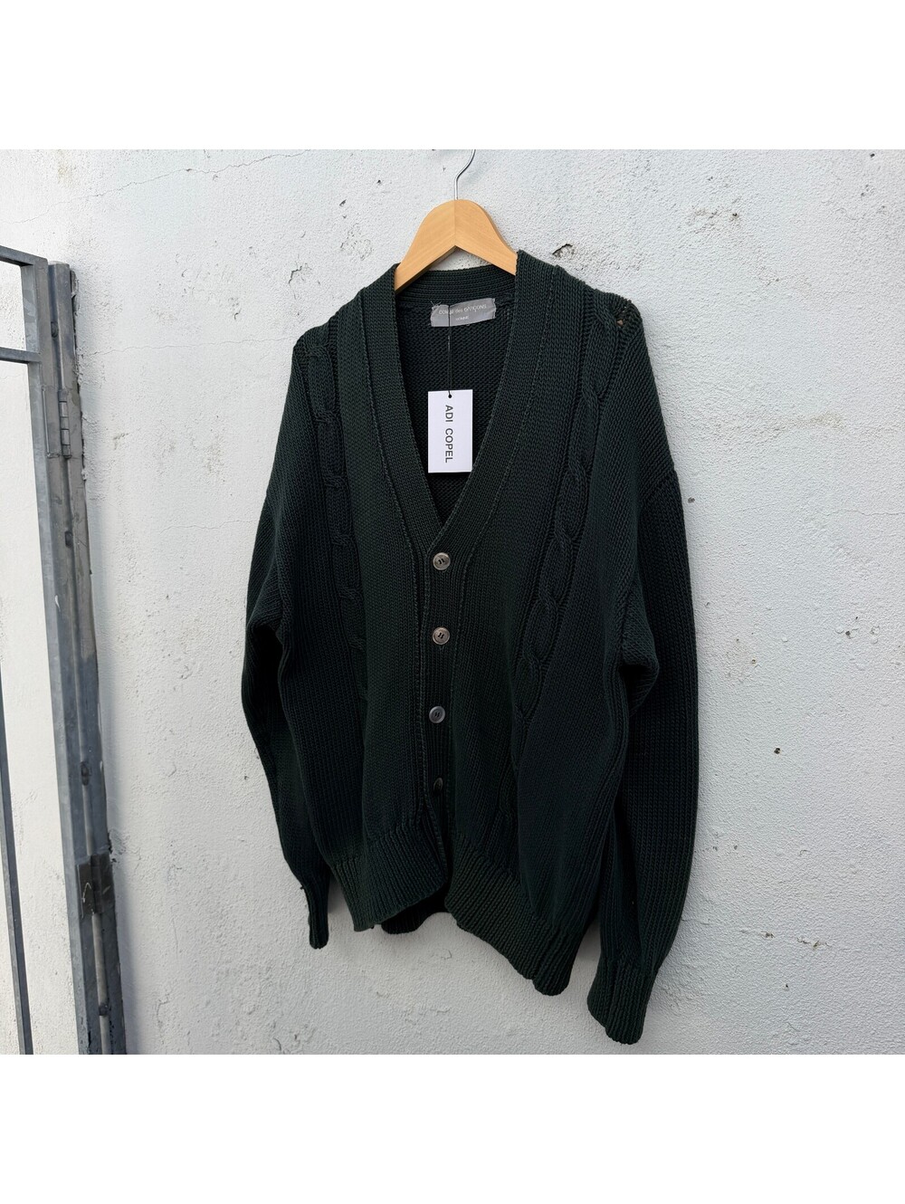 90s Comme Des Garcons Homme Green Cardigan Knit Sweater